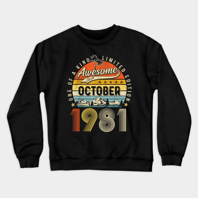 Awesome Since October 1981 Vintage 42nd Birthday Crewneck Sweatshirt by Mhoon 